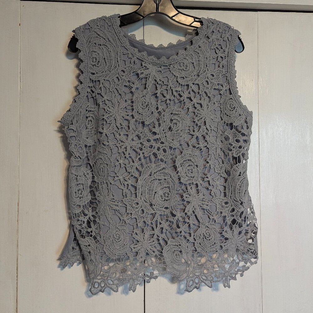 Lilac / Light Blue Lace Front Tank (Dress Top)